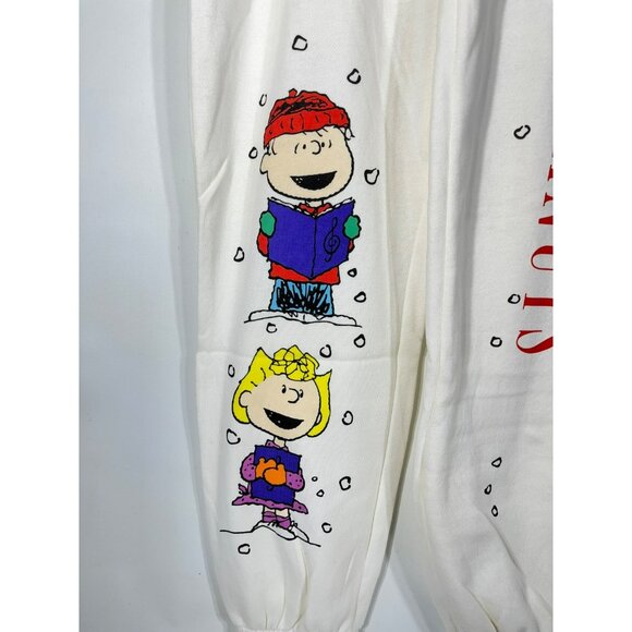 Peanuts Gang Snoopy And Friends Womens Large Holiday Jogger Sweatpants Off White - Picture 8 of 16